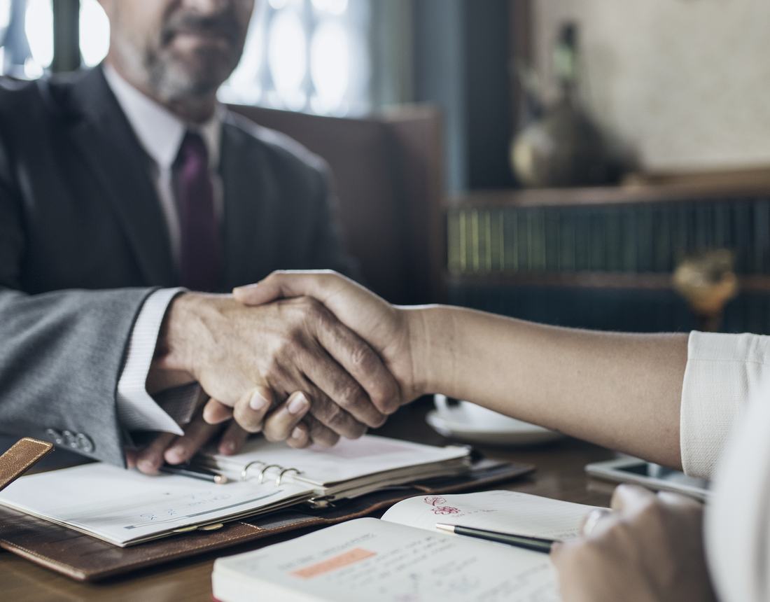 Attorney meeting with a client